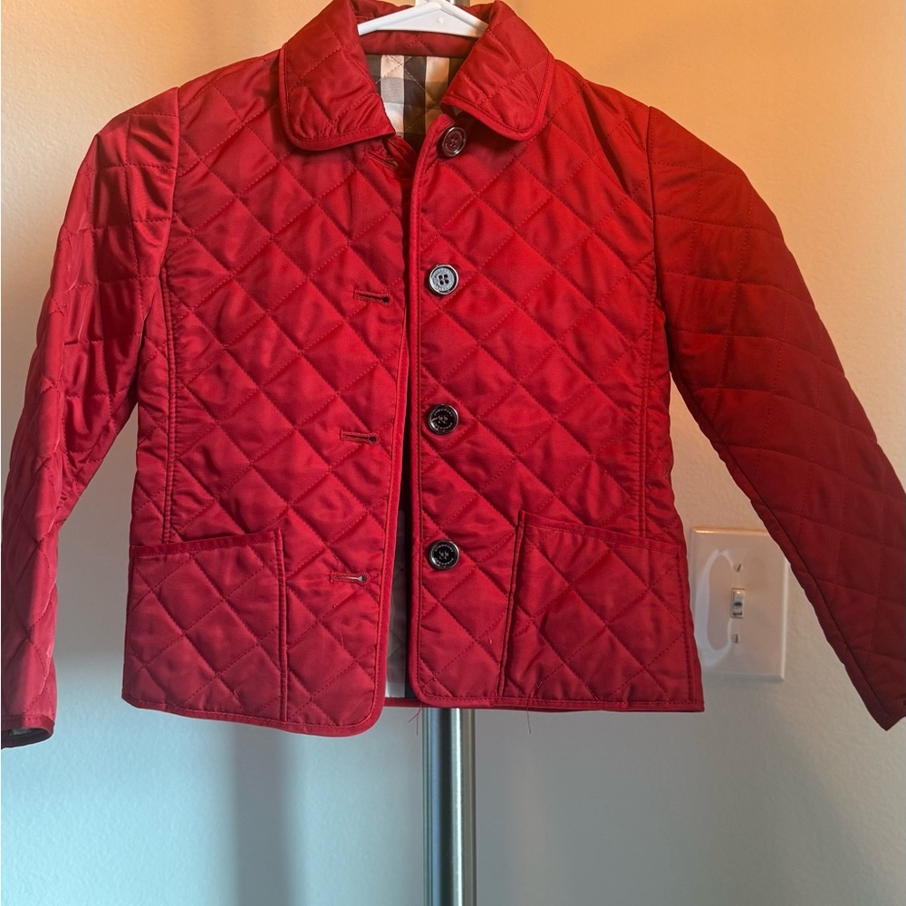 Burberry Beige and Red Quilted Jacket